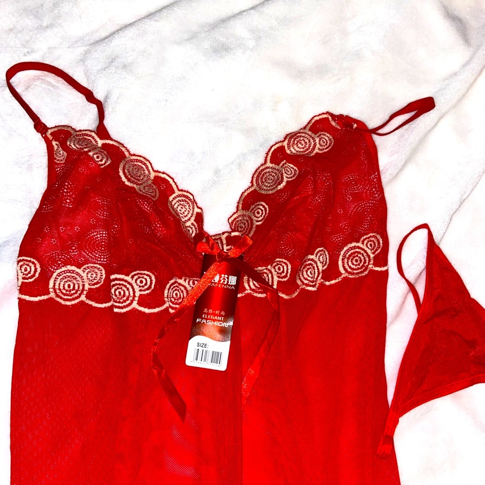 Fire red teddy lingerie